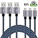 Amoner Micro USB Cable, 6FT Premium Nylon Braided USB Charging Cord for Android, Samsung Galaxy, HTC, Nokia, BlackBerry, Sony and Other Tablet Smartphone(Blue,3 Pack)