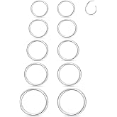Xnsjeyy 20G 18G 16G 14G Nose Rings Hoops 316l Surgical Steel Clicker Septum Jewelry Lip Ring Tragus Helix Daith Rook Conch Snug Cartilage Lobe Earrings Hoop Piercing Jewelry For Women Men
