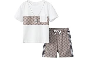 COZYEASE Boys' 2 Piece Outfits Summer Shorts Sleeve Graphic T Shirts and Shorts Sets Vacation Beach Clothes