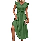 SHEWIN Women Summer Elegant Ruffle Sleeve Dress Semi Formal Boho Outfits 2026