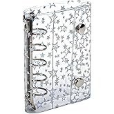 XiowDow A8 Binder Cover PVC 5-Ring M5 Refillable Notebook Shell Laser Star Budget Binder Sheet Protector Mini Wallet Binders 2 Snap Buttons Closure for 5 Rings A8 Planner Inserts Pockets Envelopes