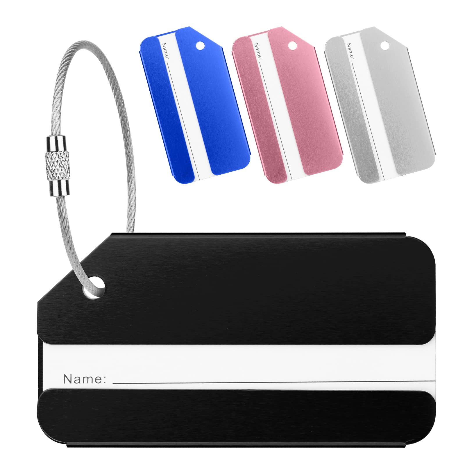 Luggage Tags, 4Pcs Aluminum Alloy Baggage Labels, Suitcase ID Tag Set, Handbag Tag Labels Travel Accessories for Checked Luggage, Hand Luggage and Handbags - Multi-Color