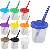 Zilphoba 10pcs Paint Cups with Lids for Kids, Spill Proof Learning Color Cups for Young Artist