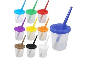 Zilphoba 10pcs Paint Cups with Lids for Kids, Spill Proof Learning Color Cups for Young Artist