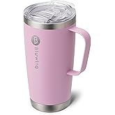 Bluwing 20 oz Insulated Tumbler with Handle Stainless Steel Travel Coffee Mug with Lid and Straw, Double Wall Tumbler Cups for Women and Men, BPA Free (Purple Pink)