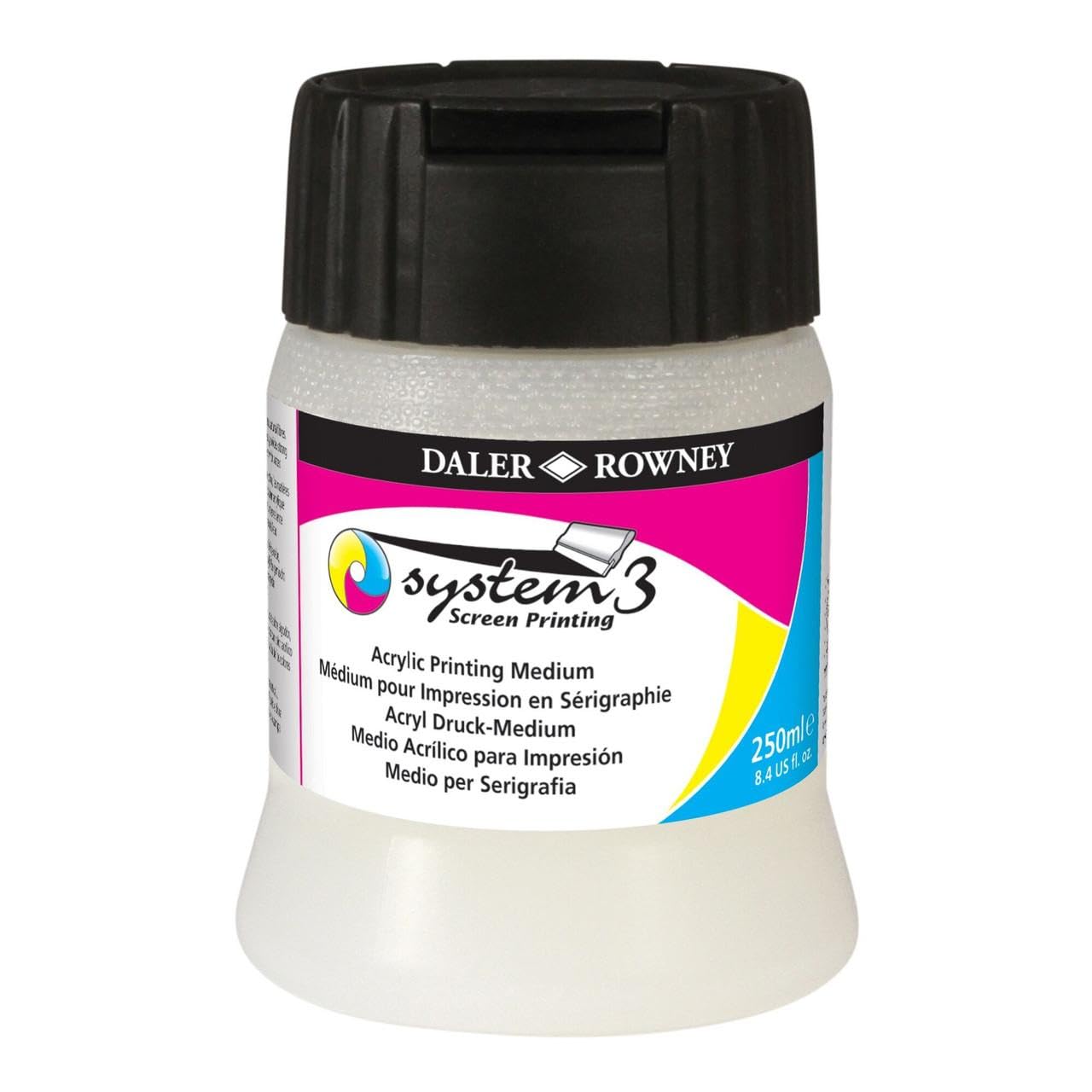 Daler-Rowney System3 Screen Printing Medium, Plastic Pot, 8.45oz - 250 ml, Screen Printing Medium