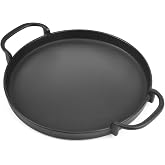 onlyfire Cast Iron Griddle with Handles for Weber Gourmet BBQ System | Fits for Weber 22" Charcoal Kettle Grills and Other Suitable Size Gas Grills, Range Ovens or Outdoor Cooking