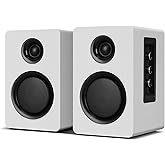 Computer Speakers for Desktop PC, Active Bookshelf Speaker with 3‘’ Carbon Fiber Woofer and Silk Film Tweeter ,Supports Bluetooth 5.3, USB-C, AUX/RCA Input for Record Player TV - White Stereo Set