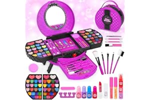 MINIFUN Kids Makeup Kit for Girl, 66 Pcs Washable Makeup Set for Little Girls, Real Cosmetic Set Pretend Play Makeup Toy Beauty Set Christmas & Birthday Gift Age 3 4 5 6 7 8 9+ Year Old Kids Toddler Toys