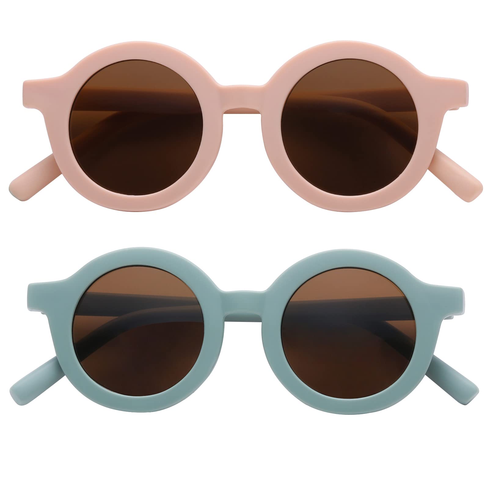 COASION Cute Round Kids Sunglasses UV Protection Flexible Rubber Glasses Shades for Toddler Girls Boys Age 2-10