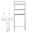 Space Saving 3 Piece Bathroom Organizer Set by LDR | Includes 3 Shelf Over The Toilet Unit, Toilet Paper Storage Holder And 4 Hook Over The Door Rack, Classy Design, Satin Nickel Finish