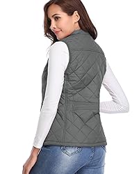 Fuinloth Women's Quilted Vest, Stand Collar