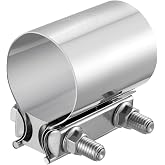 EVIL ENERGY 2.25 Inch Exhaust Clamp,2 1/4" Butt Joint Band Clamp Sleeve Coupler Stainless Steel for Pipes,Mufflers,Catalytic Converters 1PCS