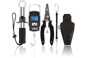 AOFUXTI Fishing Tool Kit - Fishing Pliers, Hook Remover, Fish Gripper，Fish Scale, Fish Knife, Saltwater Fishing Gear with Sharpeners, Best Gifts for Men