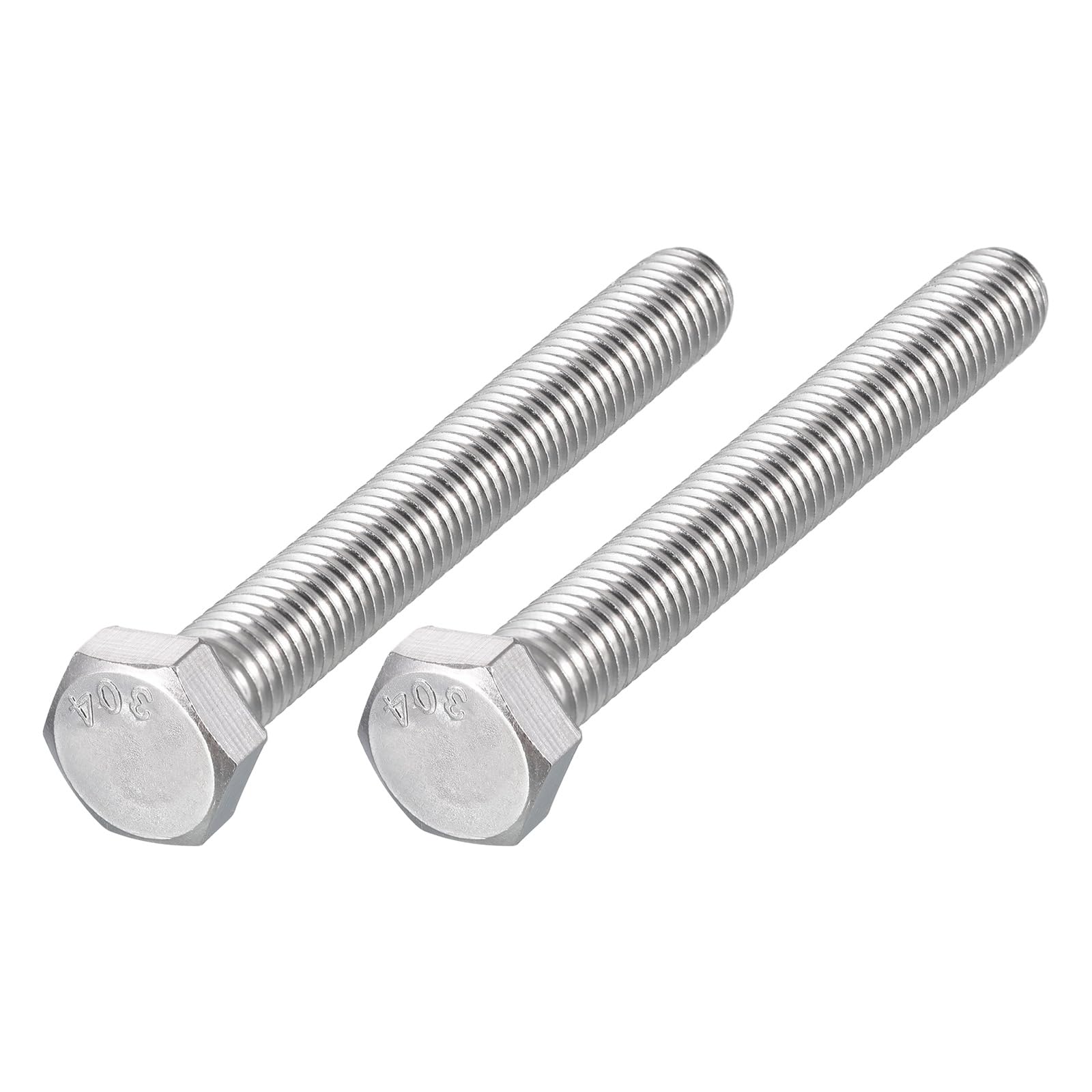 METALLIXITY Hex Head Bolts (1/2-13 x 4-1/2") 2Pcs, 304 Stainless Steel 18-8, Fully Threaded, External Hex Drive, Plain Finish, Hex Head Screw Bolt, Silver โ image 1