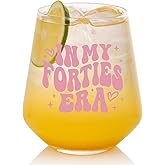 40th Birthday Gifts For Her - In My 40s Era Wine Glass, Best 40th Birthday Gifts For Women, 40 Years Old Gifts For Sister, Son, Daughter, Mom, Best Friend, Birthday Glass For Decorations, 18oz