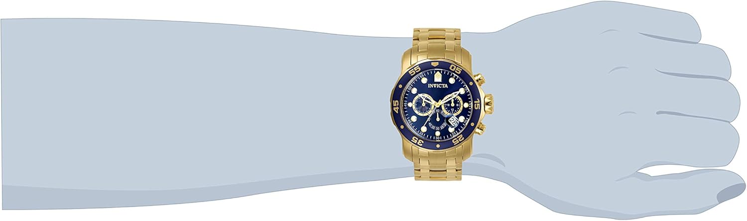 Invicta Men's 0073 Pro Diver Collection Chronograph 18k Gold-Plated Watch with Link Bracelet: Invicta: Watches