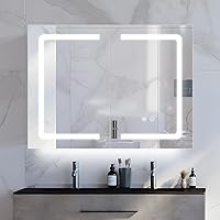 Black Bathroom Mirror Medicine Cabinets with LED Lights, Wall Mounted Mirror Medicine Cabinet with Adustable Shelf, Shaver So