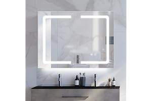 Black Bathroom Mirror Medicine Cabinets with LED Lights, Wall Mounted Mirror Medicine Cabinet with Adustable Shelf, Shaver So