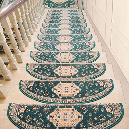 階段 滑り止めマット ジャカード 階段踏面パッド レトロスタイル 滑り止め 階段マット 自己接着 Size 家の装飾 Blue ステップラグ Color 5pcs 75x24x3cm 爆買い送料無料