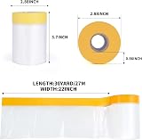 TAPEBEAR Pre-Taped Masking Film 22in x 30yd Plastic Dust Sheeting Roll 3pk view 3