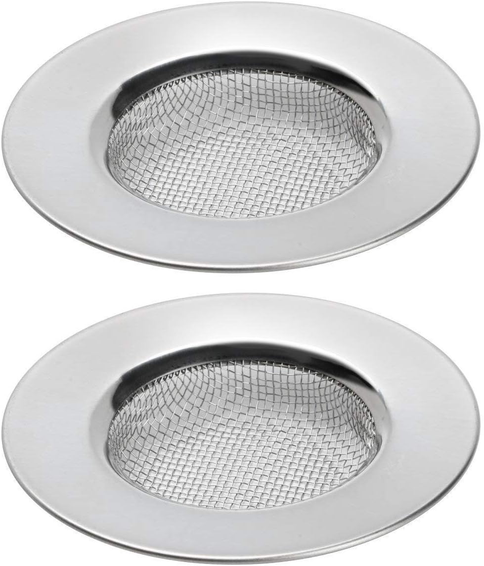 TRIXES 2PC Sink Strainers for Shower, Plug Hole Hair Catcher, Fits Bath or Kitchen Sink Plugholes