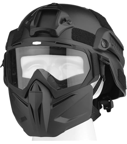 airsoft mask over motorcycle helmet Custom Full Face Protective BB Gun Goggle Halloween Costume Party Cosplay V2 White A23 : Sports & Outdoors Size:80lb - 300yd See how this helmet SPRINGESS