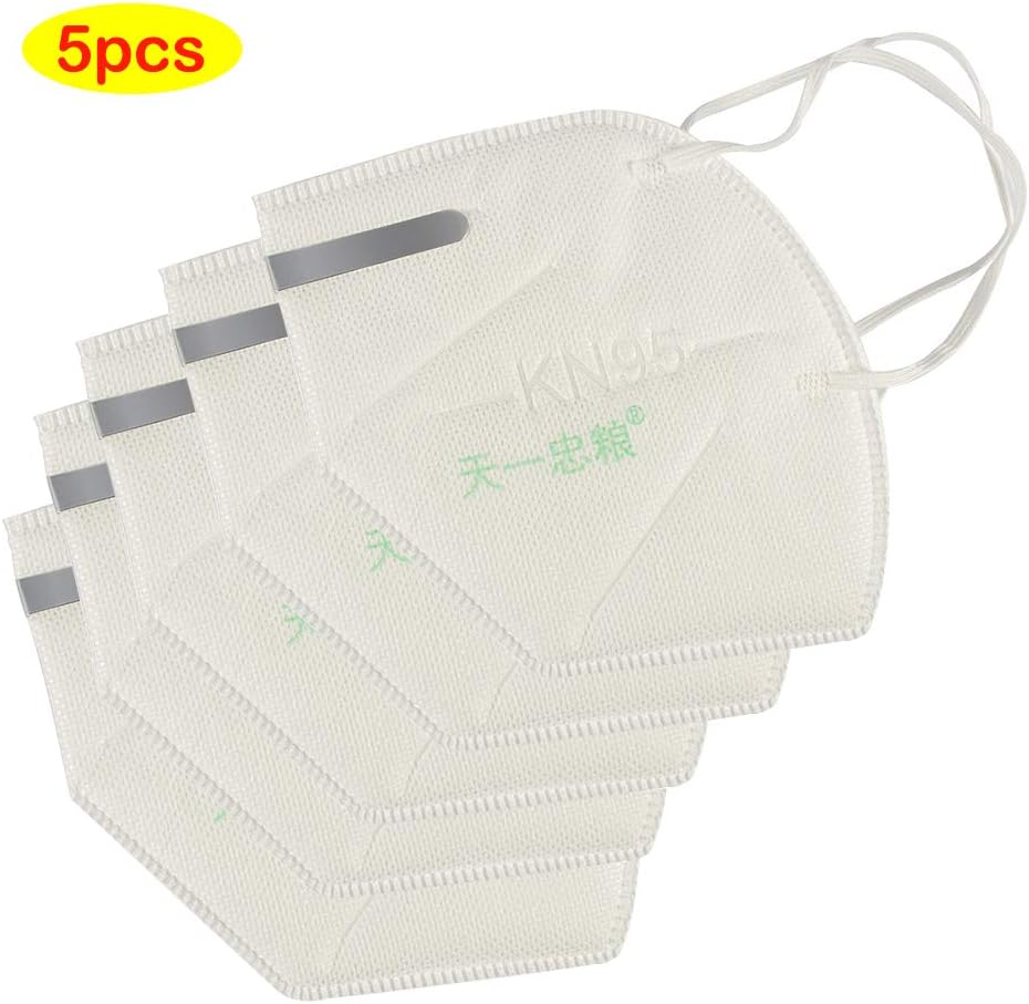 Aisence 5 Pieces 4-Layer Disposable Face Ma-sk Adult Anti-Fog Haze Dustproof Non-Woven Fabrics Ma-sk