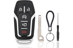 JJCHQ Key Fob Case Replacement for Ford F150 F250 F350 Fusion Mustang Explorer Edge Lincoln MKZ MKC MKX 2014 2015 2016 2017 5 Button Pad Cover Keyless Entry Remote Control Smart Car Key Fob Shell