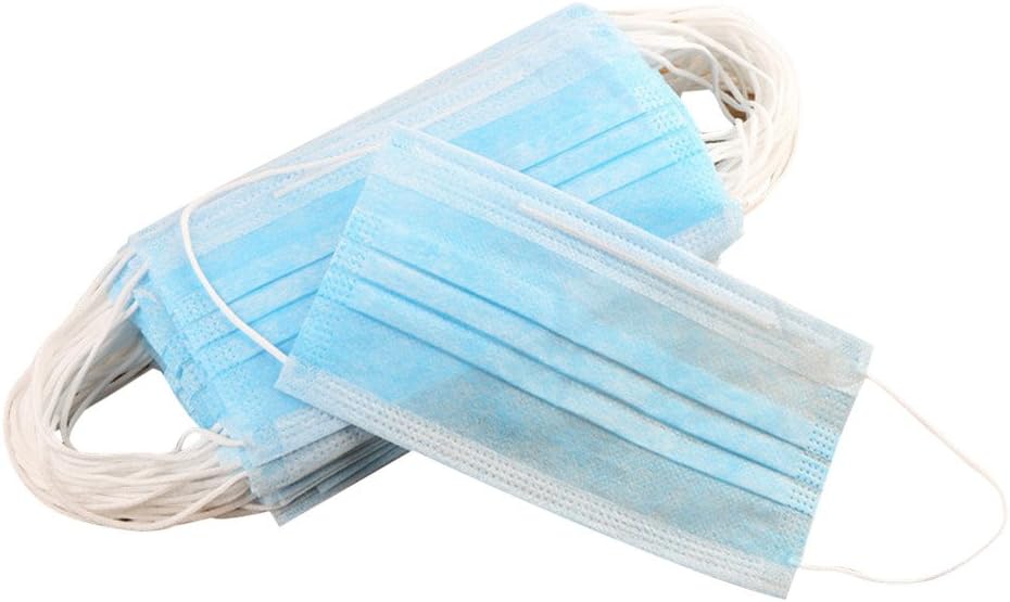YoYoly 50pc Three Layer Disposable Respirator Breathable Prevent Dust Respirator, for Construction Cleaning Air Pollen Allergy Gardening Sanding Painting (Blue)