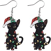 Christmas Wooden Bow Drop Dangle Earrings Gingerbread Christmas Tree Earrings for Women