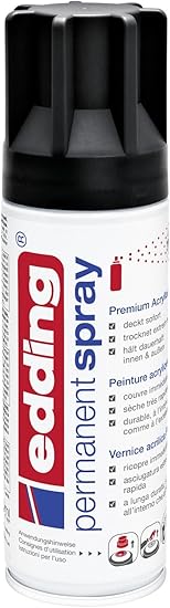 edding 5200 Permanent-Spray - tief-schwarz matt - 200 ml - Acryllack zum Lackieren und Dekorieren von Glas, Metall, Holz, Ker