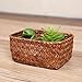 Seagrass Basket Weaved Rectangular Storage Cube Basket Organizer Storage Small Fruit Vegetable Rack Tray Woven Silverware Picnic Basket Decorative Kitchen Waste Hamper Display(Sea Grass Baske S)
