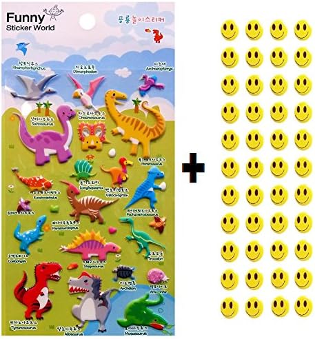Kawaii Puffy Cute Scrapbooking Stickers, YOU PICK, + 43 FREE Smiley Stickers - Dinosaur