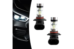 Flygun 2 PCS 9005/9006 LED Car Fog Light Bulb, 12V 100W Low Beam Lights, 6500K Front Light, Daytime Running lights, Low Beam Light with Lens, Plug and Play, Universal for Most Vehicles (White)