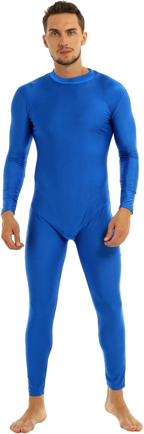 easyforever Mens Adult One Piece Turtleneck Long Sleeve Full Body Leotard Footless Bodysuit Dancewear