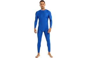 Freebily Mens Mock Neck Long Sleeve Skin-Tight Full Body Leotard Bodysuit Fitness