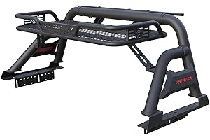 KNAWIER Roll Bar with Cargo Basket for Mid Size Pickup Truck, Adjustable Black Sport Chase Rack Roll Cage Compatible with Gladiator,Frontier,Canyon,Ranger,Colorado,Tacoma