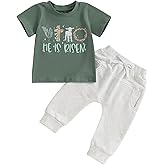 Frietlebird Toddler Baby Boy Easter Outfit Letters Short Sleeve T-shirt and Pants Sets My First Easter Baby Boy Outfit