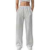 GORGLITTER Women's Wide Leg Baggy Sweatpants Drawstring Waist Track Pants with Pockets