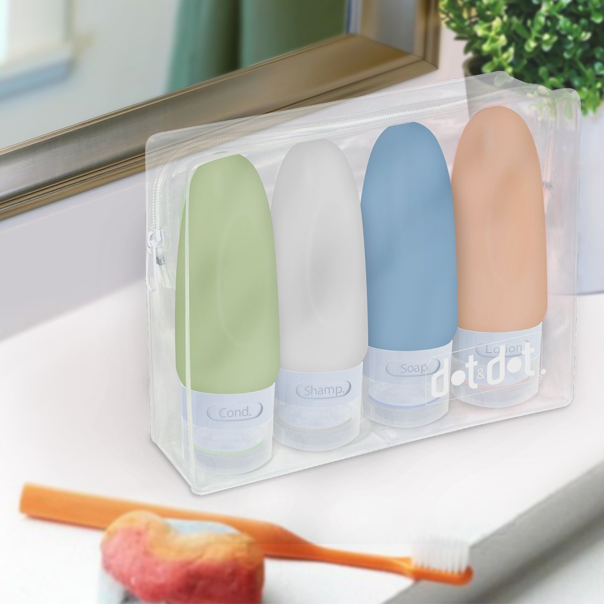 4 Leak Proof Travel Bottles - 3 oz Travel Containers for Travel Size Toiletries with TSA Quart Bag : Beauty
