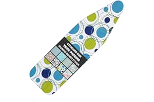 LCLW Ironing Board Cover and Pad Standard Size 15" x 54",3 Pairs of Hook and Loop Fastener Straps,Elastic Edges,Cotton Iron Board Cover with Scorch Resistant Thick Padding(Colored Circle)