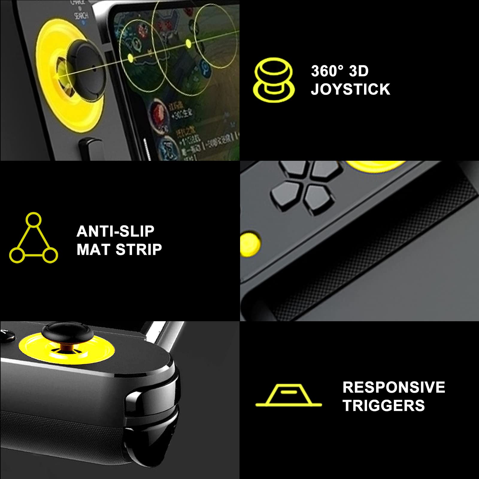 Joso Bluetooth Gaming Controller for iPhone, Android, PC, Direct Play, Stretchable, Gamepad Joystick for iPhone 14 13 12 Pro Max, Galaxy S23 S22 Ultra, iPad mini, Tablet Under 10