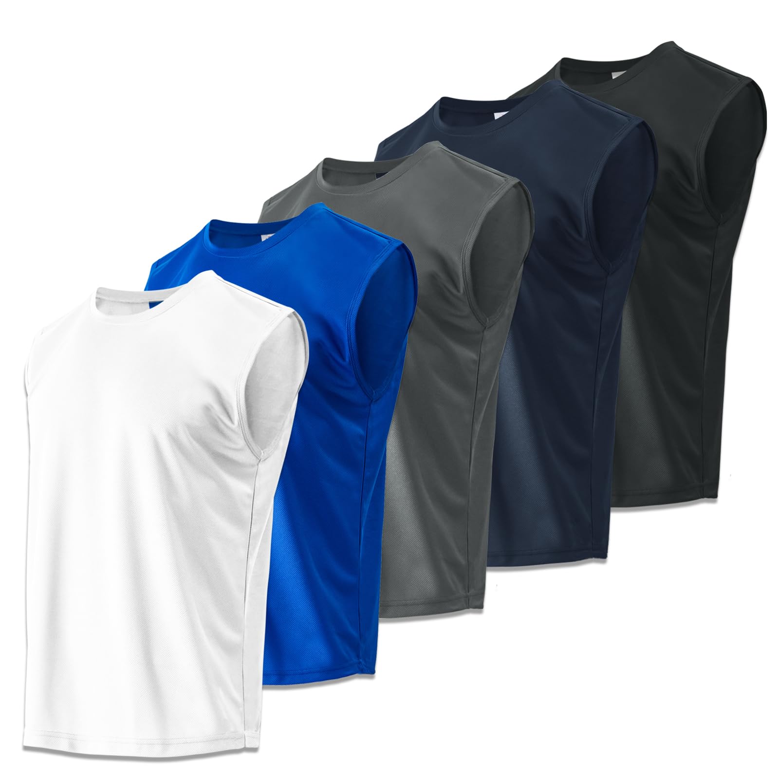 Photo 1 of LeeHanTon Men's Tank Top 5 Piece Quick Drying Gym Outdoor Running Basketball Swimming Beach Leisure Sleeveless Muscle Shirt