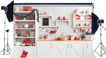 Amazon Com Wofawofa Chrismtas Modern Kitchen Decoration Backdrop 7x5ft Vinyl Ambry Santa Claus Stocking Xmas Backdrops Stripes Wood Plank Cook Photography Background For Happy New Year Photo Studio Prop Bl75 Camera