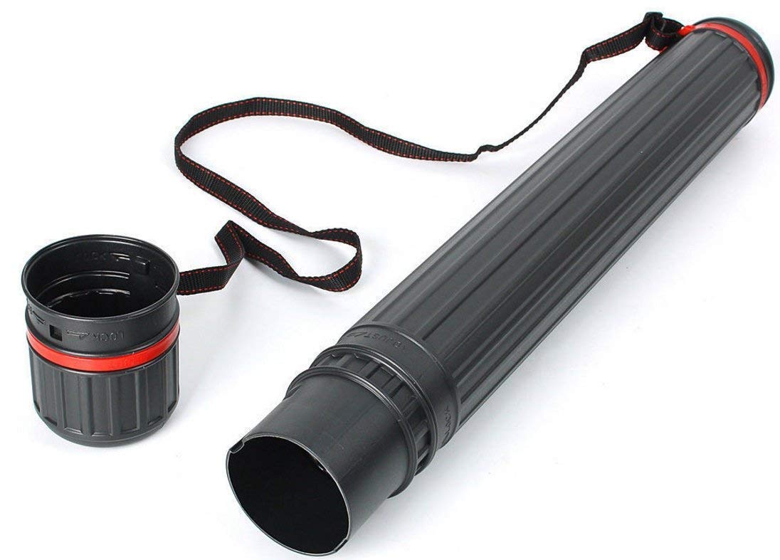 Adjustable Telescopic Drawing Tube 65cm to 110cm – A2 Paper Storage Tube with Shoulder Carry Strap – Art Work Case Teletube for Drawings, Blueprints, Posters, Documents, Architects, Students & Artists