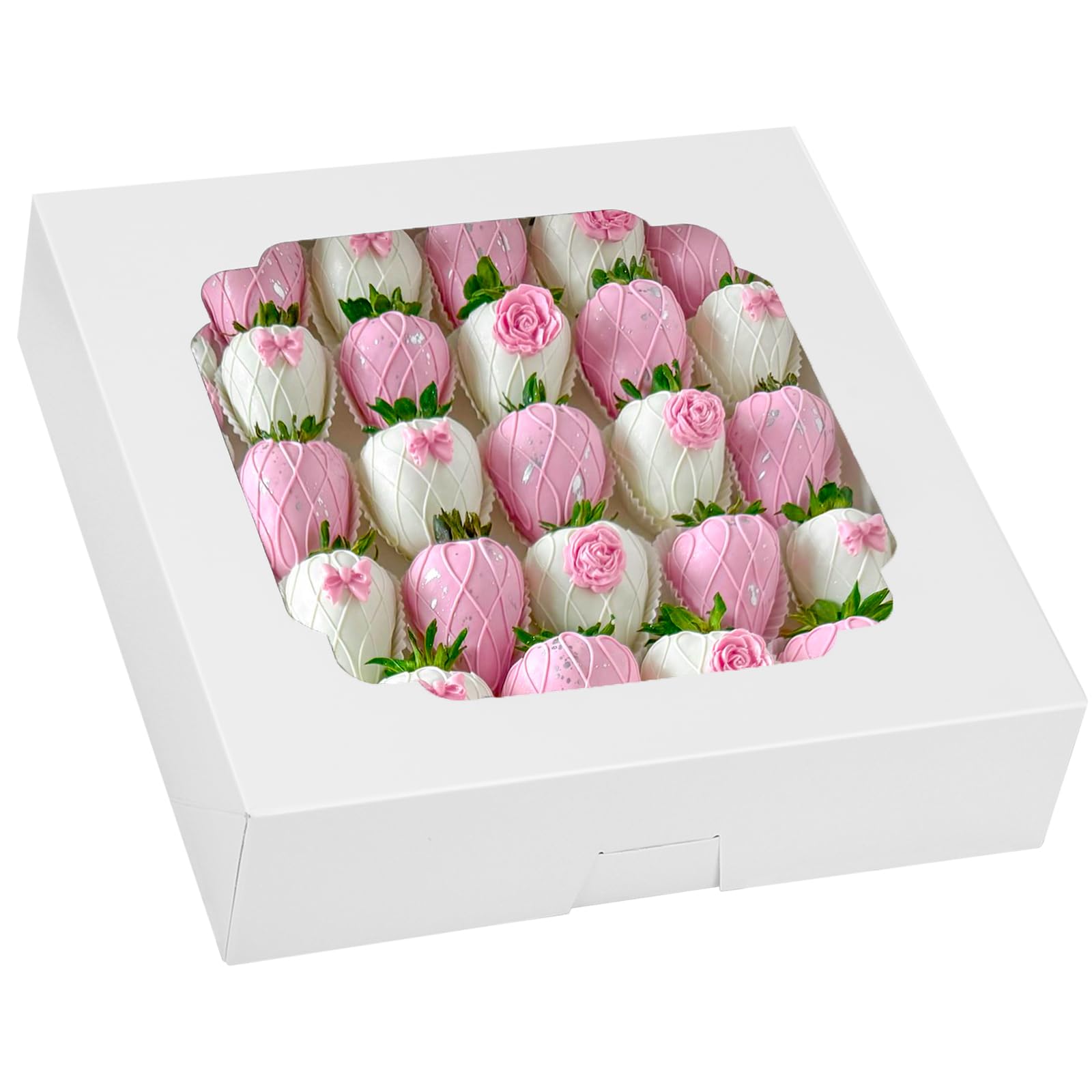 Moretoes 45pcs Pie Boxes 10x10x2.5 Inches White Cookie Boxes Bakery ...