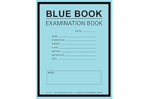 Blue Book Examination Book: College Ruled, 8.5" x 11" (Inches) - 12 Sheets (24 Pages) with Page Numbers