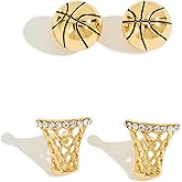 COORWEEL Sport Themed Statement Earrings 2 Pairs Novelty Stud Earrings for Women Sports Jewelry Gift