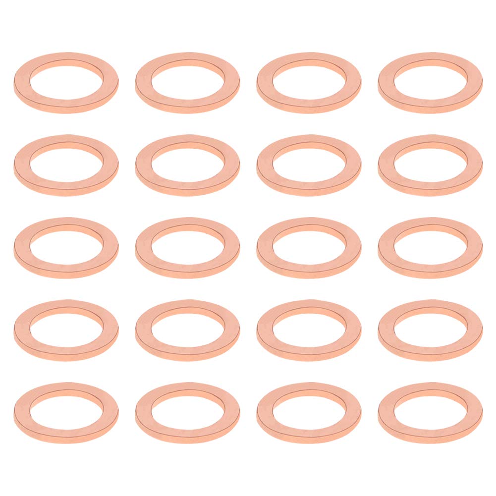 MroMax 30PCS Copper Flat M12 Round Ring 18mm OD 12mm ID 1.5mm Thick Washer Oil Brake Line Seal
